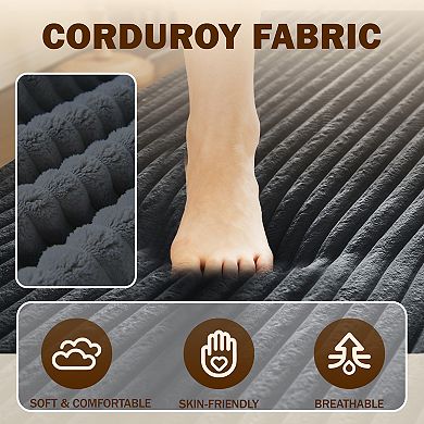 Pnronnc Modern Floor Sofa Bed Convertible Loveseat Sofa, Corduroy Sleeper Sofa with 2 Pillows