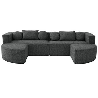 Pnronnc Modular Sectional Sofa, Boneless Couch Deep Seat Convertible Sofa Bed with Pillow