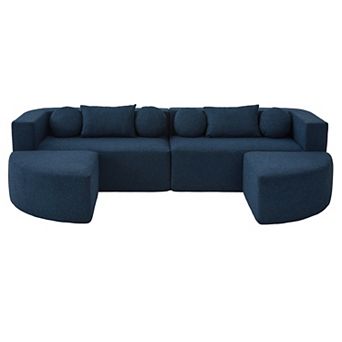 Pnronnc Modular Sectional Sofa, Boneless Couch Deep Seat Convertible Sofa Bed with Pillow