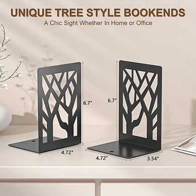 4-Piece Metal Bookends, Decorative Non-Skid Organizer for Shelves