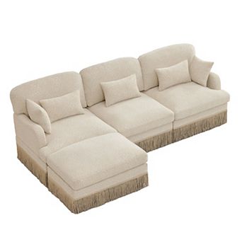 Pnronnc Modular Sectional Sofa L-Shaped Deep Seat Sofa with Ottoman Pillows Leopard Print Chenille