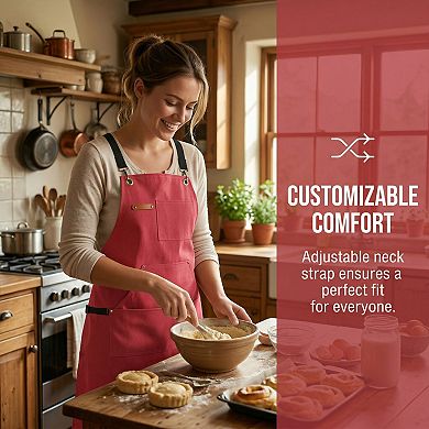 Aprons with Pockets, Waterproof Kitchen Apron, Adjustable Cooking Apron Durable Polyester Aprons