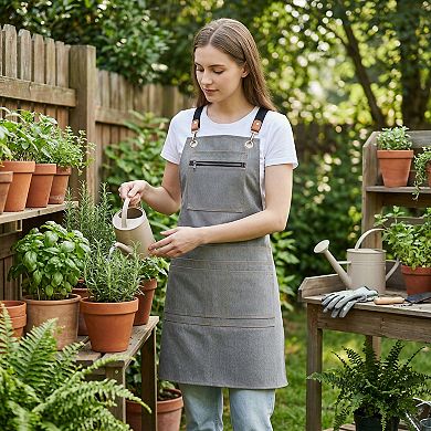 Aprons for Women with Pockets, Kitchen Apron, Adjustable Extra Long Waist Cooking Durable Aprons