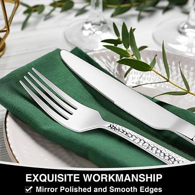 40-Piece Stainless Steel Square Flatware Set, Service for 8, Food-Grade Tableware Cutlery Set