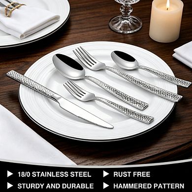 40-Piece Stainless Steel Square Flatware Set, Service for 8, Food-Grade Tableware Cutlery Set