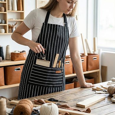 Aprons for Women with Pockets, Kitchen Apron, Adjustable Long Waist Polyester Cooking Apron for Home