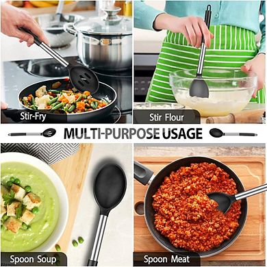 4-Pc Silicone Cooking Spatula & Spoon Set Heat Resistant, Nonstick, Durable