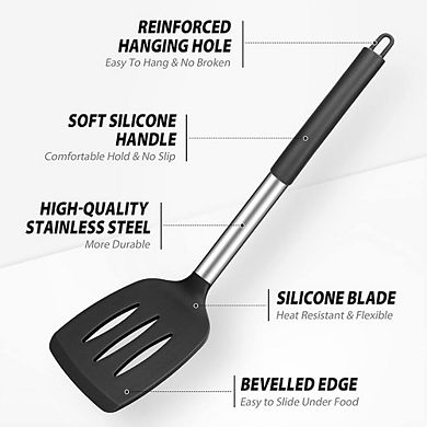 4-Pc Silicone Cooking Spatula & Spoon Set Heat Resistant, Nonstick, Durable