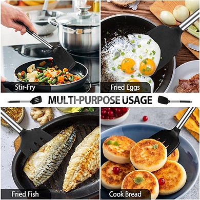 4-Pc Silicone Cooking Spatula & Spoon Set Heat Resistant, Nonstick, Durable