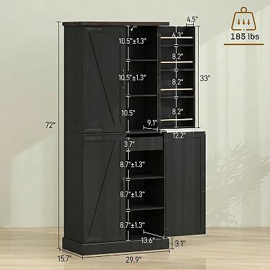HOMCOM 72inch Tall Pantry Cabinet Storage Cabinet with 8 Door Racks