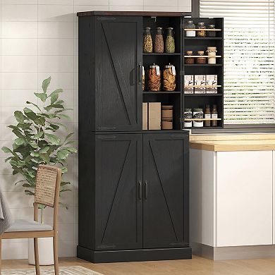 HOMCOM 72inch Tall Pantry Cabinet Storage Cabinet with 8 Door Racks