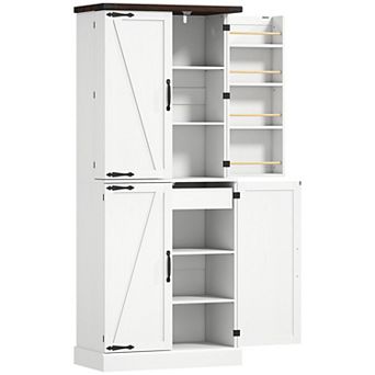 HOMCOM 72inch Tall Pantry Cabinet Storage Cabinet with 8 Door Racks