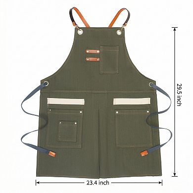 Work Aprons for Men with Pockets, Adjustable Long Waist Cooking Apron, Cotton Aprons for Home