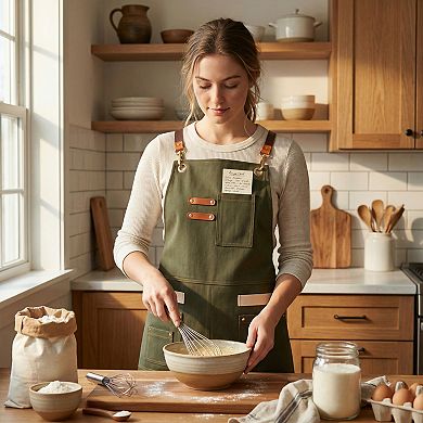 Work Aprons for Men with Pockets, Adjustable Long Waist Cooking Apron, Cotton Aprons for Home