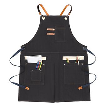 Work Aprons for Men with Pockets, Adjustable Long Waist Cooking Apron, Cotton Aprons for Home