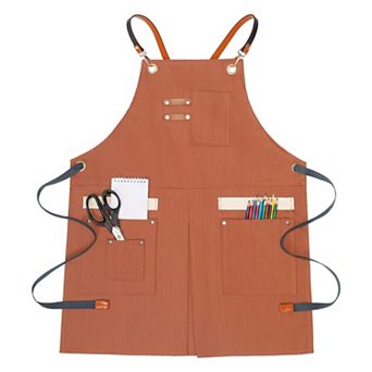 Work Aprons for Men with Pockets, Adjustable Long Waist Cooking Apron, Cotton Aprons for Home