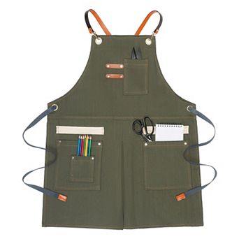 Work Aprons for Men with Pockets, Adjustable Long Waist Cooking Apron, Cotton Aprons for Home