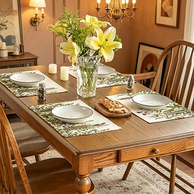 MOEPLSY 12×18 Inch Antique Wildflower Placemats, Set of 4 Rustic Seasonal Table Mats