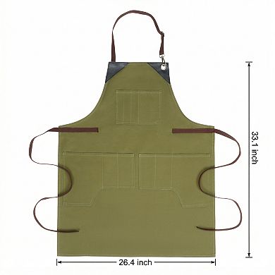 Aprons for Women with Pockets, Kitchen Apron, Adjustable Long Waist Cooking Canvas Aprons for Home