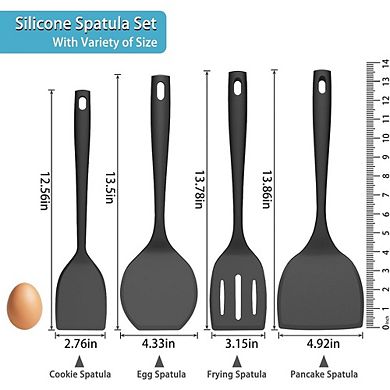4-Piece Silicone Spatula Turner Set, Heat-Resistant, Flexible Nonstick