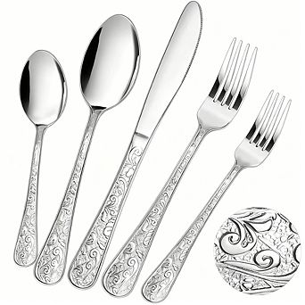 40 pc Stainless Steel Silverware Set for 8, Premium Flatware Cutlery Utensils
