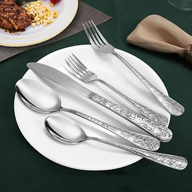 40-Piece Stainless Steel Silverware Set for 8, Premium Flatware Cutlery Utensils