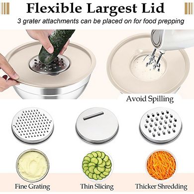 6 Piece Stainless Steel Mixing Bowls with Lids Durable & Dishwasher Safe