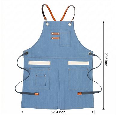 Work Aprons for Men with Pockets, Adjustable Long Waist Cooking Apron, Cotton Aprons for Home