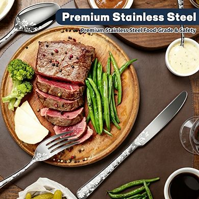 20 pc Stainless Steel Flatware Set, Mirror Finish Silverware for 4, Durable Tableware
