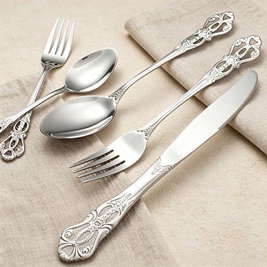 40-Piece Stainless Steel Flatware Set, Silver Silverware Set Service for 8, Cutlery Utensils Set