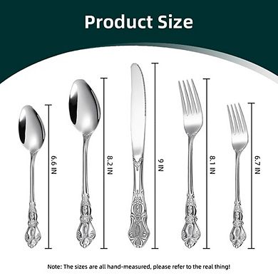 40-Piece Stainless Steel Flatware Set, Silver Silverware Set Service for 8, Cutlery Utensils Set