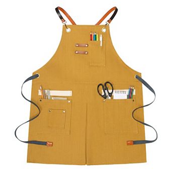 Work Aprons for Men with Pockets, Adjustable Long Waist Cooking Apron, Cotton Aprons for Home