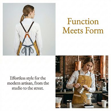 Work Aprons for Men with Pockets, Adjustable Long Waist Cooking Apron, Cotton Aprons for Home