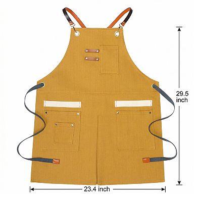 Work Aprons for Men with Pockets, Adjustable Long Waist Cooking Apron, Cotton Aprons for Home