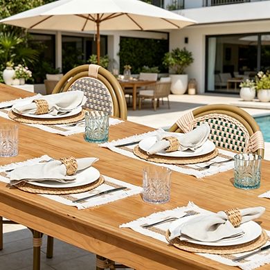 MOEPLSY Rustic Boho Braided Placemats Set of 6, Natural Woven Cotton Jute Table Mats