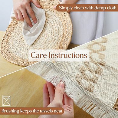 MOEPLSY Rustic Boho Braided Placemats Set of 6, Natural Woven Cotton Jute Table Mats