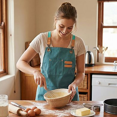 Aprons for Women with Pockets, Kitchen Apron, Adjustable Long Waist Cooking Durable Aprons for Home