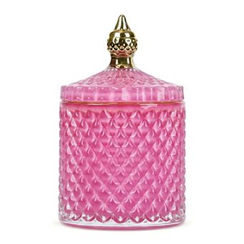 10.1oz Crystal Vintage Embossed Glass Jar with Lid Decorative Bathroom Canister
