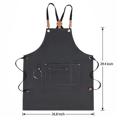 Aprons for Women with Pockets, Kitchen Apron, Adjustable Long Waist Cooking Cotton Aprons for Home