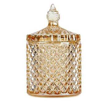 Crystal Glass Jar with Lid Decorative Bathroom Canister for Cotton Balls Swabs