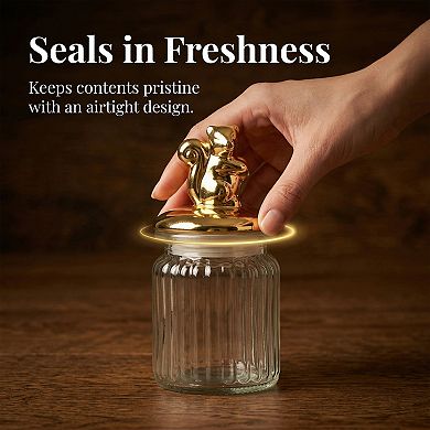 Decorative Glass Jar with Animal Lid, 8.5oz/250ml Modern Airtight Canister