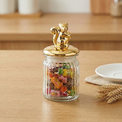 Decorative Glass Jar with Animal Lid, 8.5oz/250ml Modern Airtight Canister