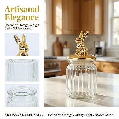 Decorative Glass Jar with Animal Lid, 8.5oz/250ml Modern Airtight Canister