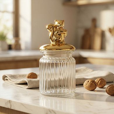 Decorative Glass Jar with Animal Lid, 8.5oz/250ml Modern Airtight Canister