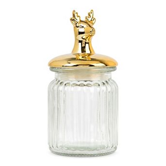 Decorative Glass Jar with Animal Lid, 8.5oz/250ml Modern Airtight Canister