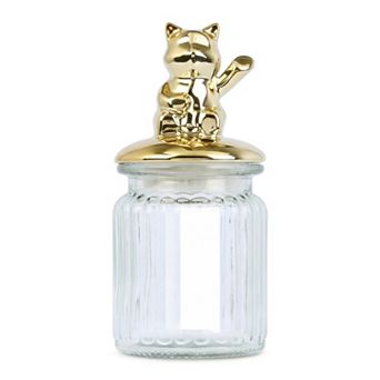 Decorative Glass Jar with Animal Lid, 8.5oz/250ml Modern Airtight Canister