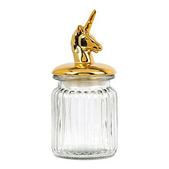 Decorative Glass Jar with Animal Lid, 8.5oz/250ml Modern Airtight Canister