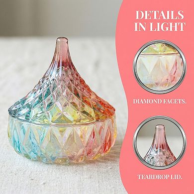 Small Glass Storage Jar with Lid, Decorative Jewelry Trinket Box