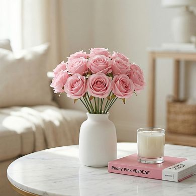 10Pcs Mini Artificial Rose Flowers Petite Silk Rose Bouquets with Detachable Heads