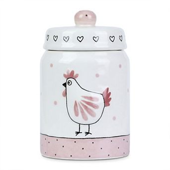 Embossed Ceramic Kitchen Canister with Airtight Lid 13.5oz Flour Sugar Container